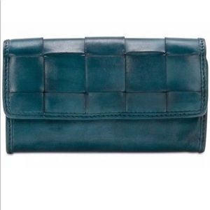 Patricia Nash Jacini woven leather wallet in Teal